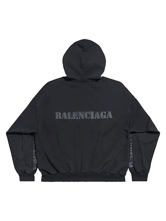 Stencil Type Hoodie Medium Fit In Black