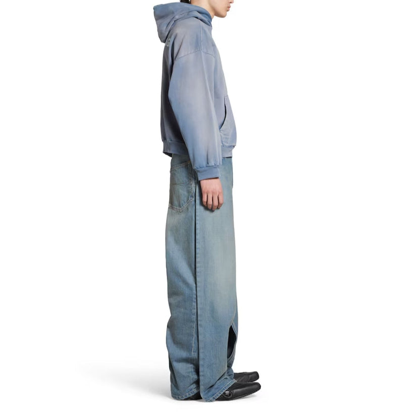 Balenciaga Back Hoodie Medium Fit In Blue