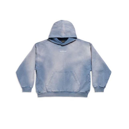 Balenciaga Back Hoodie Medium Fit In Blue