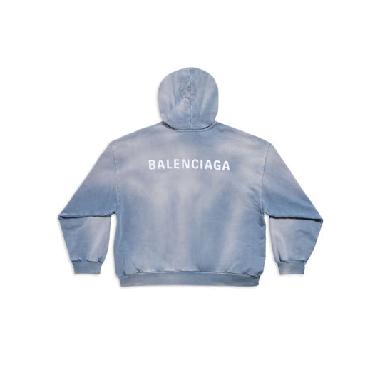 Balenciaga Back Hoodie Medium Fit In Blue